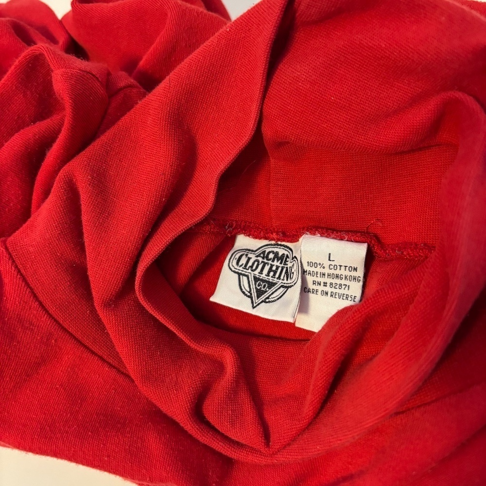 ACME Clothing Vintage Looney Tunes Long Sleeve Mock Turtleneck Top Red Womens L - Picture 3 of 3